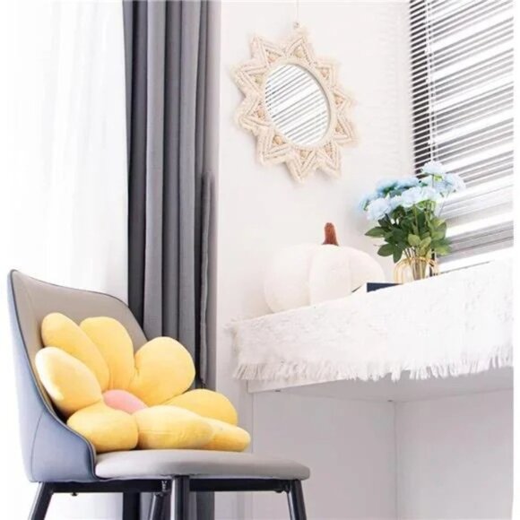Boho Wall Decor Mirror Macrame Circle Hanging Mirror for Bedroom Living Room - Picture 4 of 5
